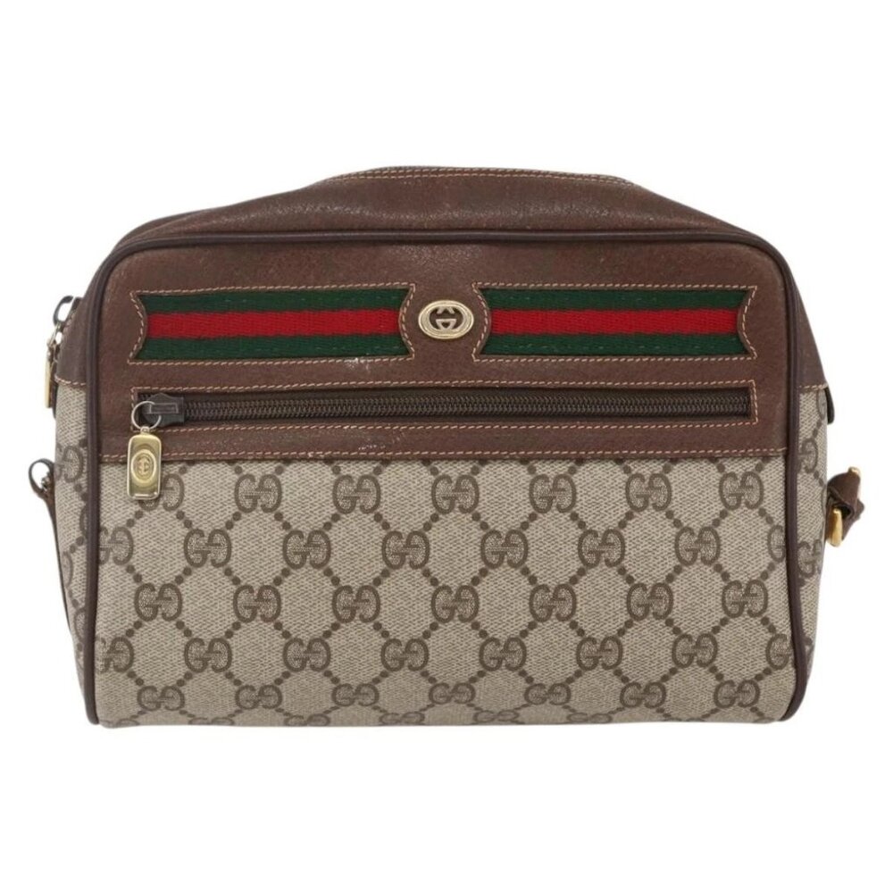 GUCCI GG Supreme Web Sherry Line Bag PVC Beige Gold 56 02 087 Auth 153480 - Picture 2 of 16